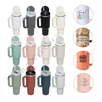 Mug de voyage isotherme en acier inoxydable coloré Beauchy Vacuum Metal Cup 40oz avec poignée, couvercles et paille