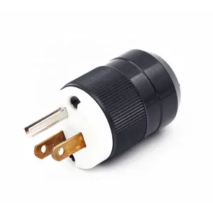 Plugue elétrico reto 3 fios Nema 5-15P Power Plug Rewireable conector adaptador 15A 125V preto macho plug nema socket