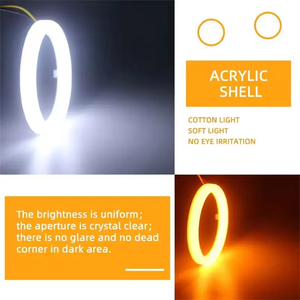 Blanc Jaune LED Coton Switchback Angel Eyes Full Round Circle <span class=keywords><strong>Halo</strong></span> 2-Ring Kit avec 70mm 120mm Tailles 12V DRL Phares - Product Image 4