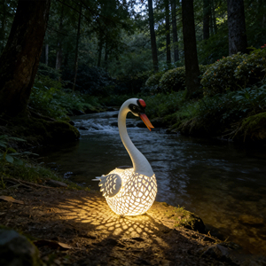 Lampe de table LED en acier, protégée contre <span class=keywords><strong>les</strong></span> UV, étanche IP65, éclairage paysager solaire en forme de cygne, ornement lumineux en forme de canard de dessin animé - Product Image 3