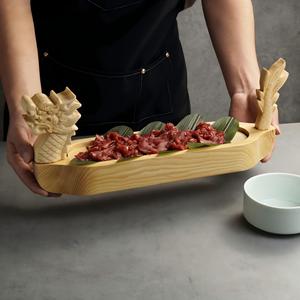 Plateau de service pour sashimi en bois naturel écologique, équipement de restaurant commercial, vente en gros d'usine - Product Image 3