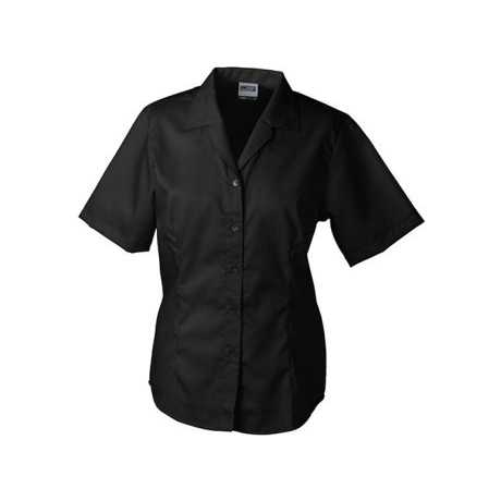 Stylish Ladies' Business Blouse Short-Sleeved Wrinkle-Free Embroidered Logo Silk Knitted Fabric Stand Plain Dyed XL for Autumn