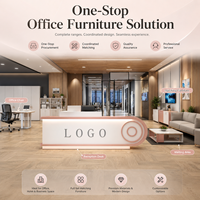 Bureau d'accueil personnalisé en MDF avec logo LED, finition brillante, design moderne et écologique pour salon de beauté et spa des ongles