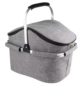 Panier isotherme pliable grande capacité avec logo personnalisé, poignée en aluminium, sac de transport portable pour pique-nique - Product Image 1