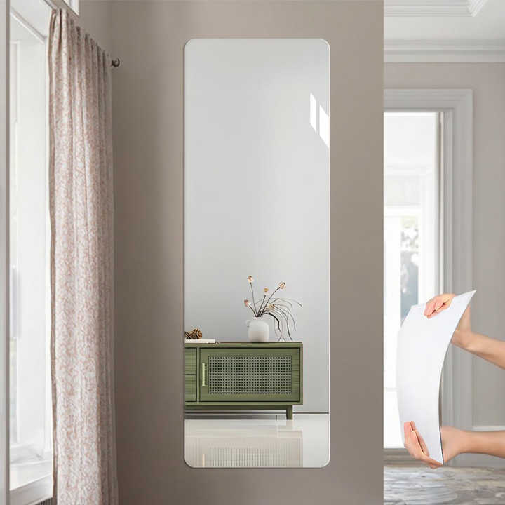 Large Unbreakable Beveled Mirror Wall Sticker Flexible Long Adhesive Espejo Adhesivo Generous Flexible Mirrors for Home Decor
