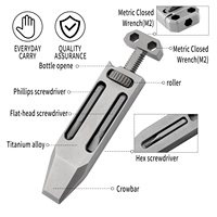 TGZUO Outil multifonction EDC en titane de qualité supérieure, usiné CNC, clé à molette réglable, barre de levier, ouvre-bouteille avec embouts de tournevis