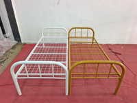 Cadre de lit en métal blanc avec base en maille, lit simple moderne en acier pour étudiant