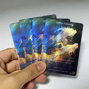 Özel holografik kart oyunu baskı folyo ambalaj güverte holografik tahsil Anime kart ticaret kartları