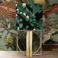 Meuble de salon contemporain innovant 1088 Triangles avec placages multicolores et base en laiton poli