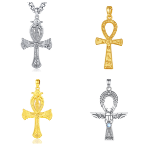 Changda Ancietnt egitto amuleto gioielli in oro placcato 925 in argento Sterling Goth da uomo egitto Vintage croce Ankh collana pendente - Product Image 1