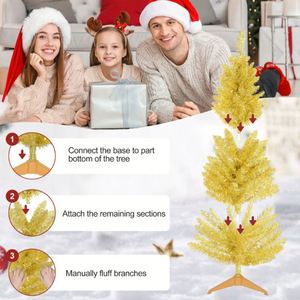 1.2m Gold <b>Pine</b> Artificial Christmas Tree Shiny PET Customized Holiday Decor for Home Parties & Retail - Product Image 4