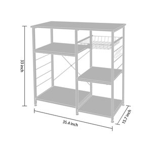 Étagère de cuisine industrielle, bar à café, support <span class=keywords><strong>pour</strong></span> <span class=keywords><strong>micro</strong></span>-ondes, cadre en métal, panier en fil métallique, 5 crochets, <span class=keywords><strong>mini</strong></span>-<span class=keywords><strong>four</strong></span>, épices, ustensiles - Product Image 4