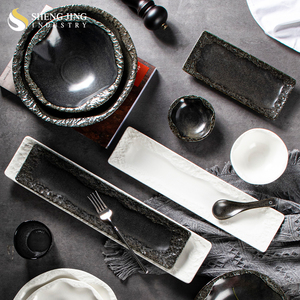 Horno de cerámica nórdica, <span class=keywords><strong>gres</strong></span> esmaltado en blanco y negro, porcelana, restaurante, textura de <span class=keywords><strong>roca</strong></span>, juegos de vajilla, vajilla de catering al por mayor - Product Image 6