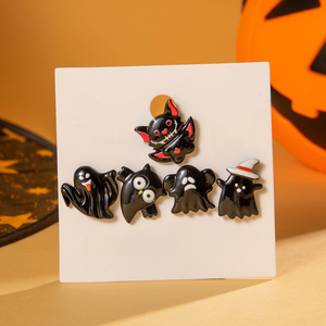 Pendientes de Halloween KI Young con diseño de búho fantasma de dibujos animados, estilo oscuro, murciélago único - Product Image 4