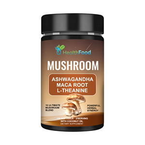 Choix Populaire : Gélules de Champignons (Ashwagandha, Racine de Maca, L-Théanine, Crinière de Lion, Reishi) pour le Soutien de la Concentration, de la Mémoire et Antioxydant - 120 Gélules - Product Image 1