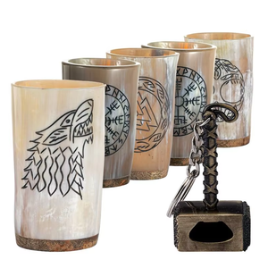 Vente directe d'usine, chope en corne avec logo personnalisé disponible, chope à bière en corne naturelle à vendre - Product Image 2