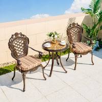 Fauteuil de jardin en aluminium moulé de haute qualité, style rétro orné, avec dossier ajouré, pour terrasse, cour et jardin.