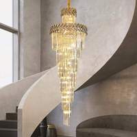 Lustres en cristal en spirale longs et grands, modernes, suspendus, pour escalier, éclairage LED de luxe, pour la protection des yeux, pour mariage, maison et restaurant