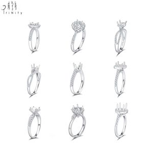 Anillo de compromiso de oro blanco macizo de 18 quilates con diseño floral, nuevo y popular, con diamante natural real y engaste semimontado para mujer. - Product Image 6