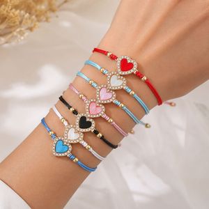 Colorful Hand-Woven <b>Bracelet</b> Set Alloy Heart Pendant Adjustable Fashion <b>String</b> <b>Bracelets</b> - Product Image 3