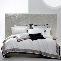 ODM/OEM blanc couleur unie textiles de maison 100% égyptien longue agrafe coton housse de couette soyeux drap de lit ensemble de literie fournisseur
