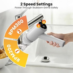 Brosse de nettoyage électrique sans fil rotative rechargeable avec têtes interchangeables pour la cuisine - Product Image 3