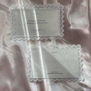 Carte d'invitation de mariage de luxe faite à la main en dentelle, bord festonné, vintage, élégante, personnalisée, imprimée en typographie, gaufrée, offset - Product Image 1