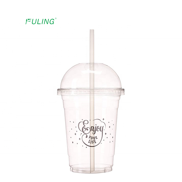 16 унций таможня напечатала Устранимый смузи пузырь кофе очистить холодной чашки чая Боба пластиковые ПЭТ чашки с крышкой и солома