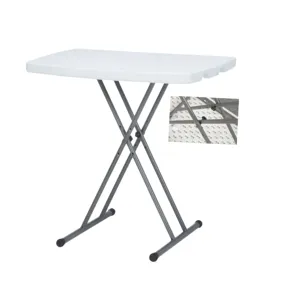 Venta al por mayor de fábrica de alta calidad de altura ajustable portátil Mesa blanca de oficina mesa plegable de plástico