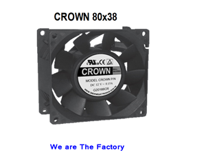 พัดลมแกน DC รุ่น Crown AGQ08038_12L พร้อมใบพัดพลาสติกแบบลูกปืน รองรับ OEM สำหรับใช้งานในอุตสาหกรรม - Product Image 2