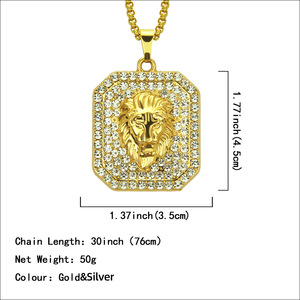 <span class=keywords><strong>Nouveau</strong></span> collier hip-hop avec pendentif tête <span class=keywords><strong>de</strong></span> lion sertie <span class=keywords><strong>de</strong></span> diamants, article <span class=keywords><strong>de</strong></span> mode tendance - Product Image 2