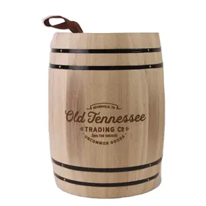 Custom logo wooden coffee barrel for coffee bean storage packaging