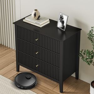 Sunrise Modern 30-Inch <strong>Tall</strong> Oak Nightstand Dresser <strong>Set</strong> 2 Fluted Chest <strong>Drawers</strong> Timeless Minimalist Design MDF Construction for - Product Image 6