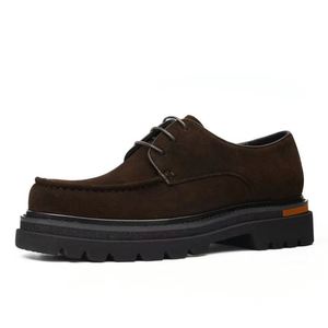 Men's Leather Loafers Round <b>Toe</b> <b>Caps</b> Trendy Office Shoes Handmade Leather Shoes Banquet Wedding Shoes Men Colored Suede - Product Image 1