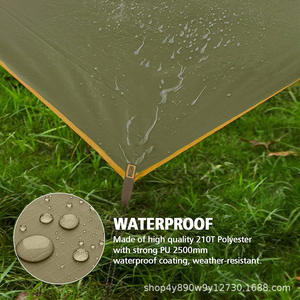 Bâche imperméable Woqi 299x320 cm, carrée, pour camping en plein air, avec cordons de serrage et sac de rangement, camouflage polyester - Product Image 3