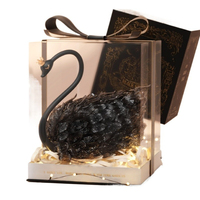 Blocchi Artistici Cigno Nero con Luci, Fiori Eterni, Blocchi da Costruzione Stimolanti per Arte da Scrivania, Miniature OEM