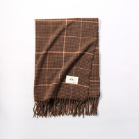 Nouvelle Écharpe en Polyester à Carreaux pour Femme, Automne/Hiver, Effet Cachemire, Douce et Polyvalente, 200 cm avec Franges