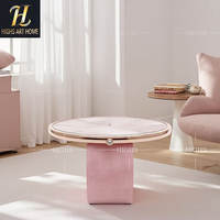 Table Basse de Luxe Originale en Jade Rose Naturel, Design Personnalisé pour Villa, avec Cadre Métallique et Détails en Peau de Cerf