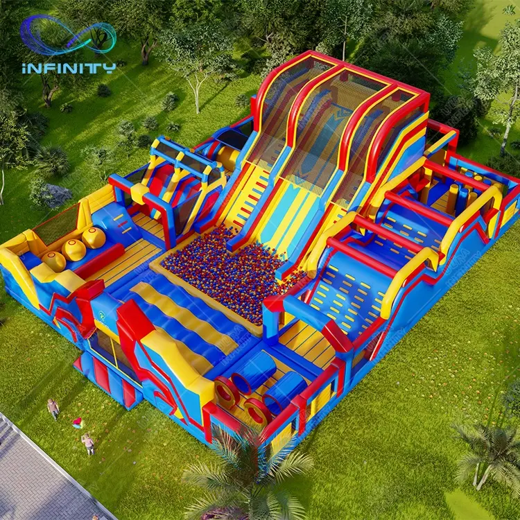 toddle indoor big inflatable bounce theme park commercial inflatable obstacle jumping bouncy castle bounce theme park with slide