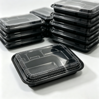 Boîtes à emporter en gros de grande taille, de qualité alimentaire, à 5 compartiments, contenants alimentaires jetables, sans BPA, en plastique PS, boîtes à lunch bento avec couvercle