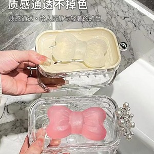 Mai Yu Wall Mounted Soap Dish Glass Double Layer With Lid Rectangular Bathroom Soap Box - Product Image 3