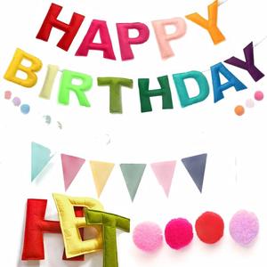 Bannières personnalisables pour fête d'<span class=keywords><strong>anniversaire</strong></span>, 3 modèles, bannières en feutre réutilisables - Product Image 2