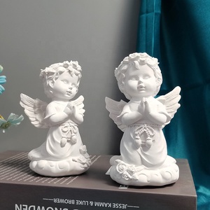 Résine rétro blanc agenouillé ange priant <span class=keywords><strong>avec</strong></span> des ailes nordique maison salon porche ange - Product Image 2