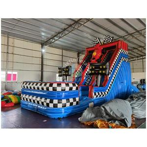 Toboggan aquatique gonflable commercial à double piste, toboggan gonflable sur le thème des voitures de course <span class=keywords><strong>avec</strong></span> <span class=keywords><strong>piscine</strong></span> pour la <span class=keywords><strong>location</strong></span> - Product Image 4
