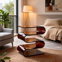 Table d'appoint de canapé moderne en acrylique de style nordique, personnalisable, avec étagère à magazines et livres, table basse pour la décoration de la maison - Vente en gros