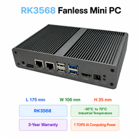 Mini PC Industrial Sin Ventilador Rockchip RK3568, HDMI 2.0, SATA 3.0, WIFI6, 4K -30 ° De la C a la 70 ° Mini PC sin Ventilador con Temperatura de Funcionamiento de 5W TDP