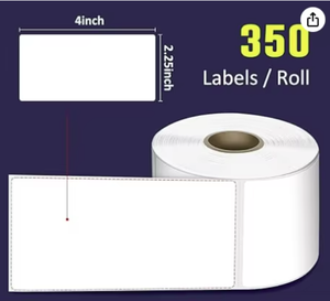 2.25"x4" Black Backing Perforated <b>Waterproof</b> Blank Thermal <b>Labels</b> for Shipping & Barcode Printing - Product Image 1