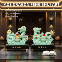 Ensemble de statues de dragon en résine de jade, bol du trésor doré, ornements Feng Shui, décoration de maison et de bureau porte-bonheur, prospérité et prospérité commerciale