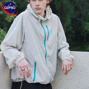 QZFSO Custom Streetwear <b>Lightweight</b> Mesh Zip up Windbreaker Breathable Quick-dry Polyester Sun Protection <b>Jacket</b> With Hood - Product Image 6