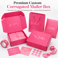 Boîte d'emballage personnalisée en carton pliable rose vif avec vernis UV pour livraison de bijoux, cosmétiques et produits de beauté, avec logo